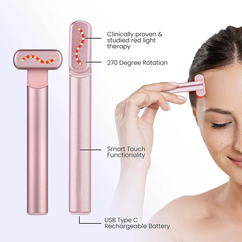 EMS Microcurrent Face Lifting Device – Red Light Facial Wand for Skin Tightening & Anti-Aging
