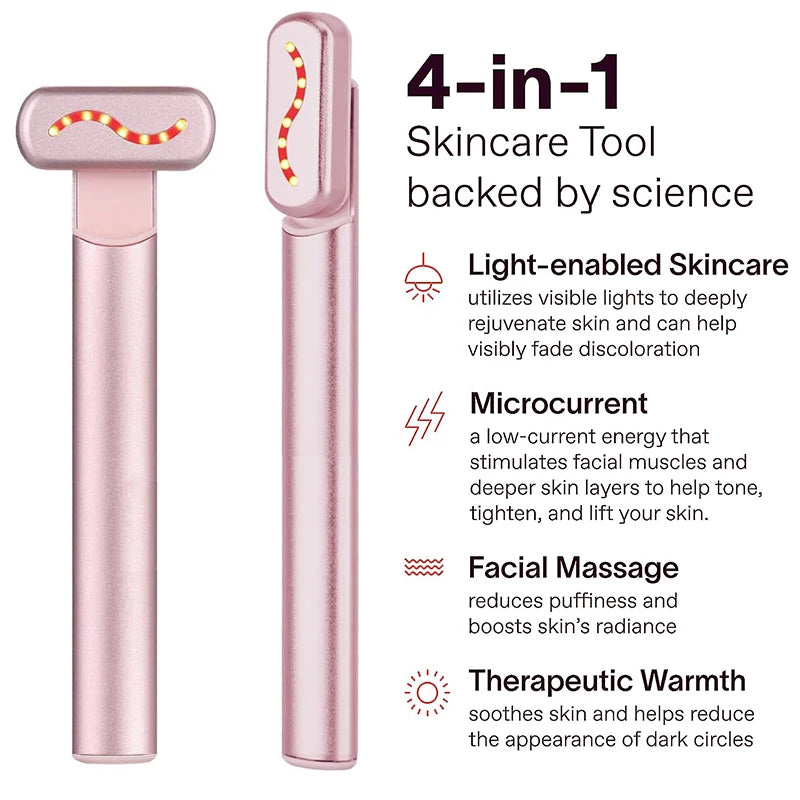 EMS Microcurrent Face Lifting Device – Red Light Facial Wand for Skin Tightening & Anti-Aging