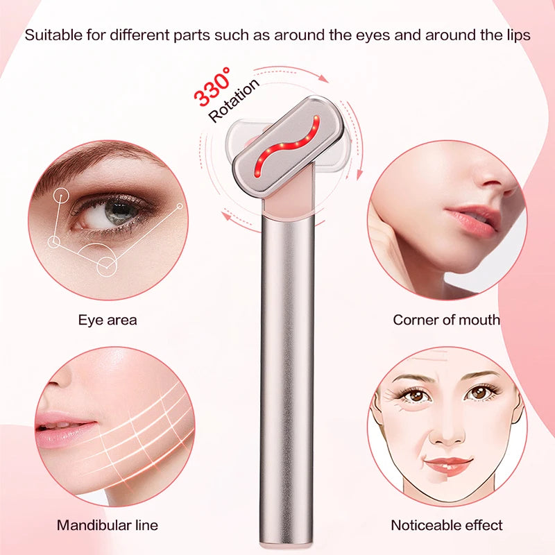 EMS Microcurrent Face Lifting Device – Red Light Facial Wand for Skin Tightening & Anti-Aging
