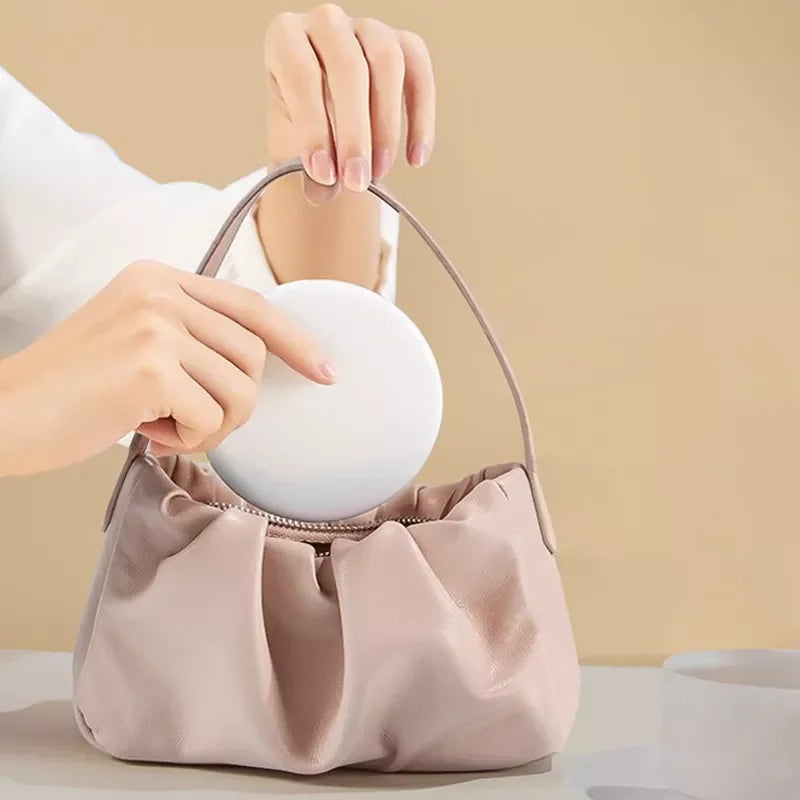 Personalized LED Light Cosmetic Folding Pocket Mirror – Compact & Luminous Makeup Mirror for Women