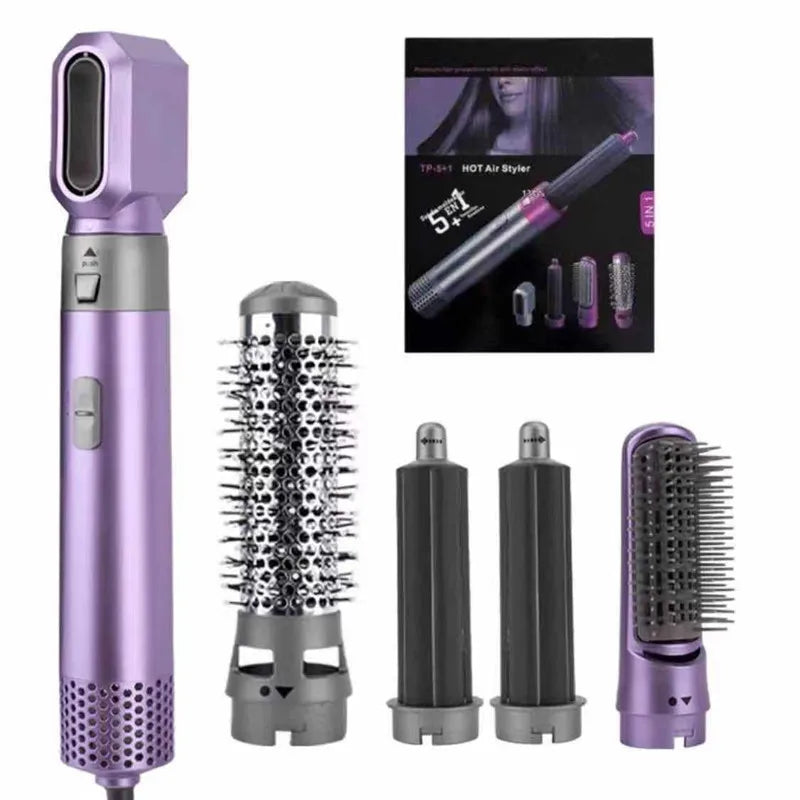 Multi Functional 5-in-1 Electric Hair Brush Airwraps Hair Dryer Brush Hot Air Comb Straight Hair Brush Curling Iron