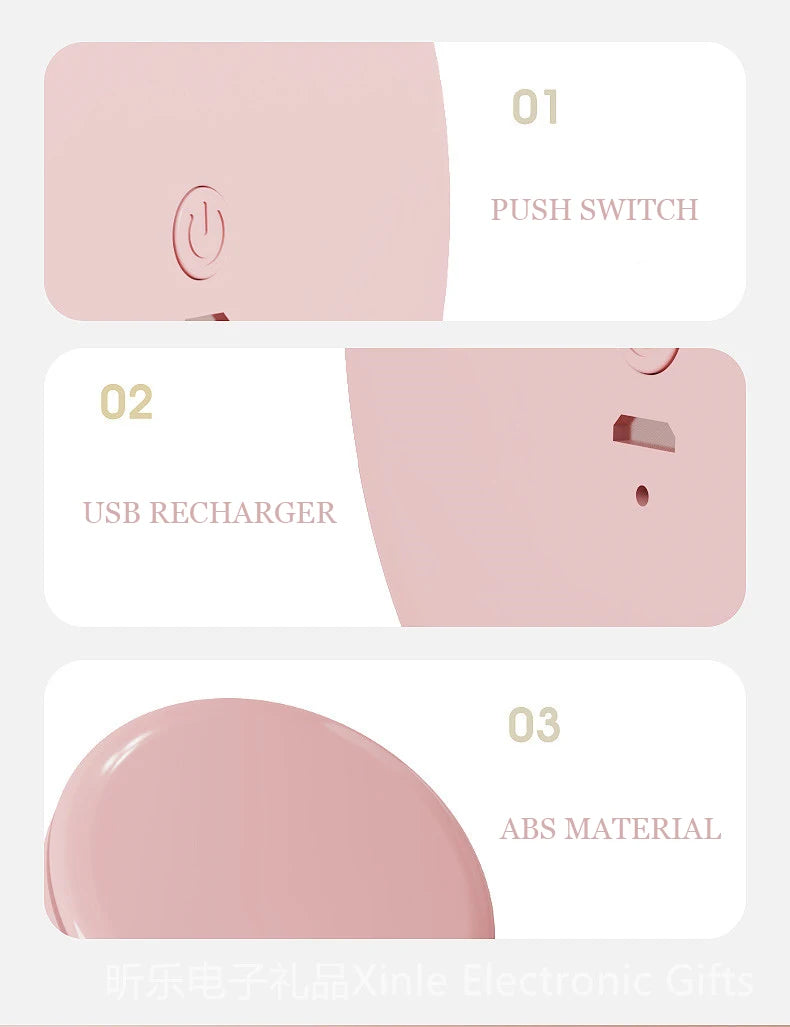 Personalized LED Light Cosmetic Folding Pocket Mirror – Compact & Luminous Makeup Mirror for Women
