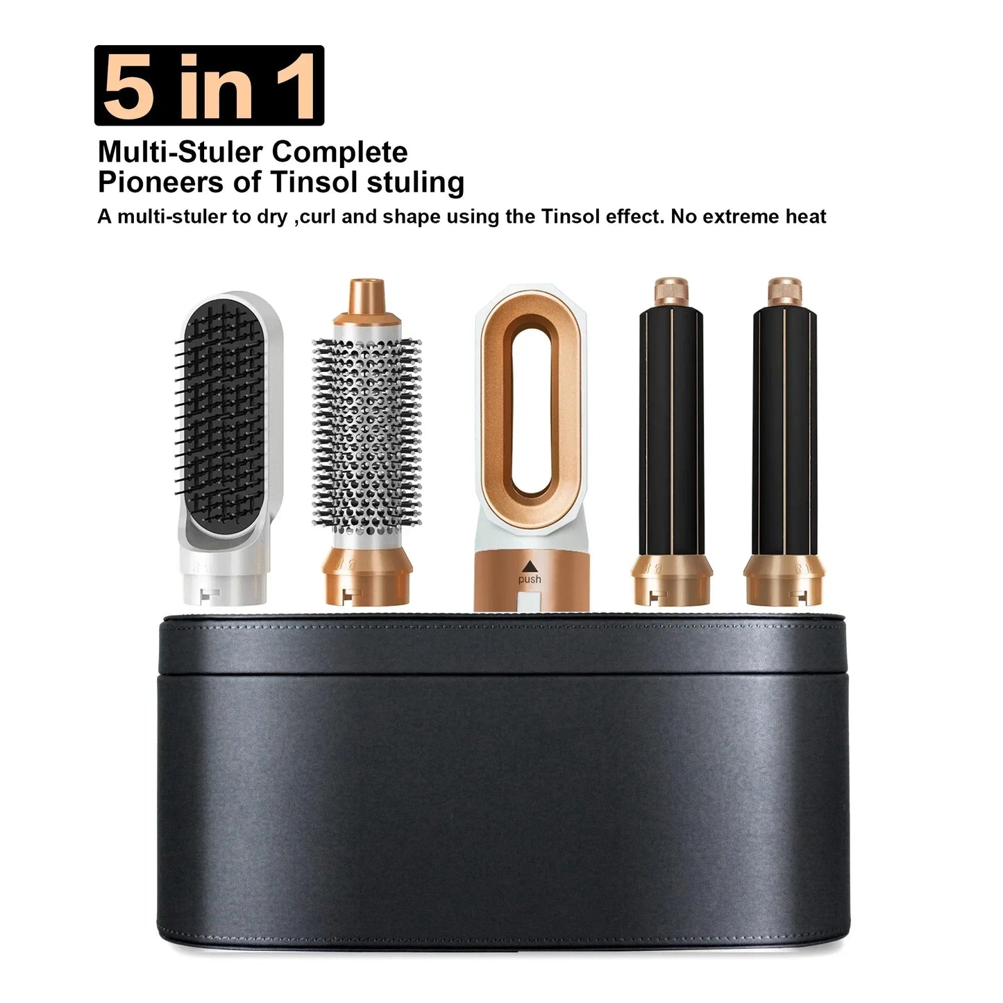 Multi Functional 5-in-1 Electric Hair Brush Airwraps Hair Dryer Brush Hot Air Comb Straight Hair Brush Curling Iron