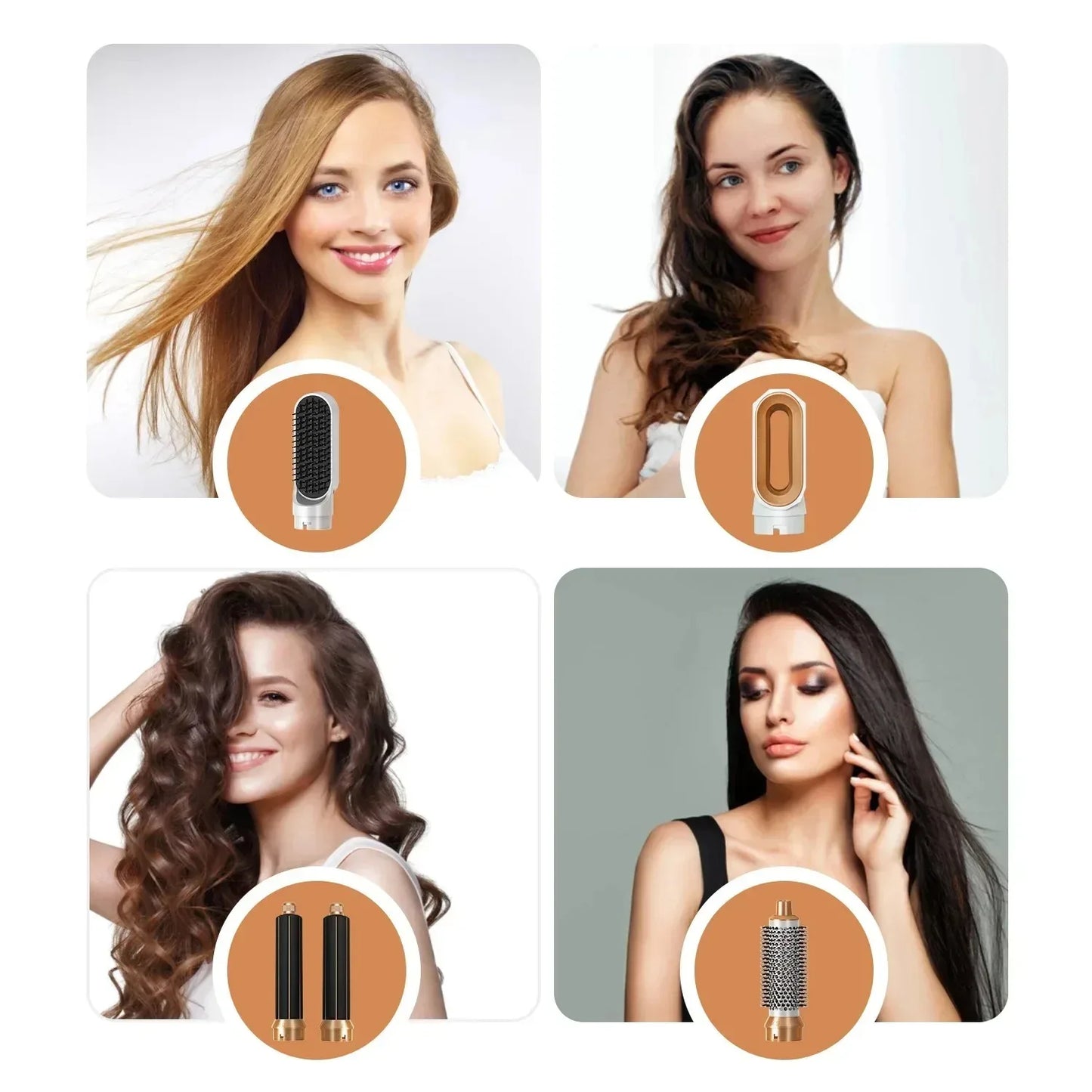 Multi Functional 5-in-1 Electric Hair Brush Airwraps Hair Dryer Brush Hot Air Comb Straight Hair Brush Curling Iron