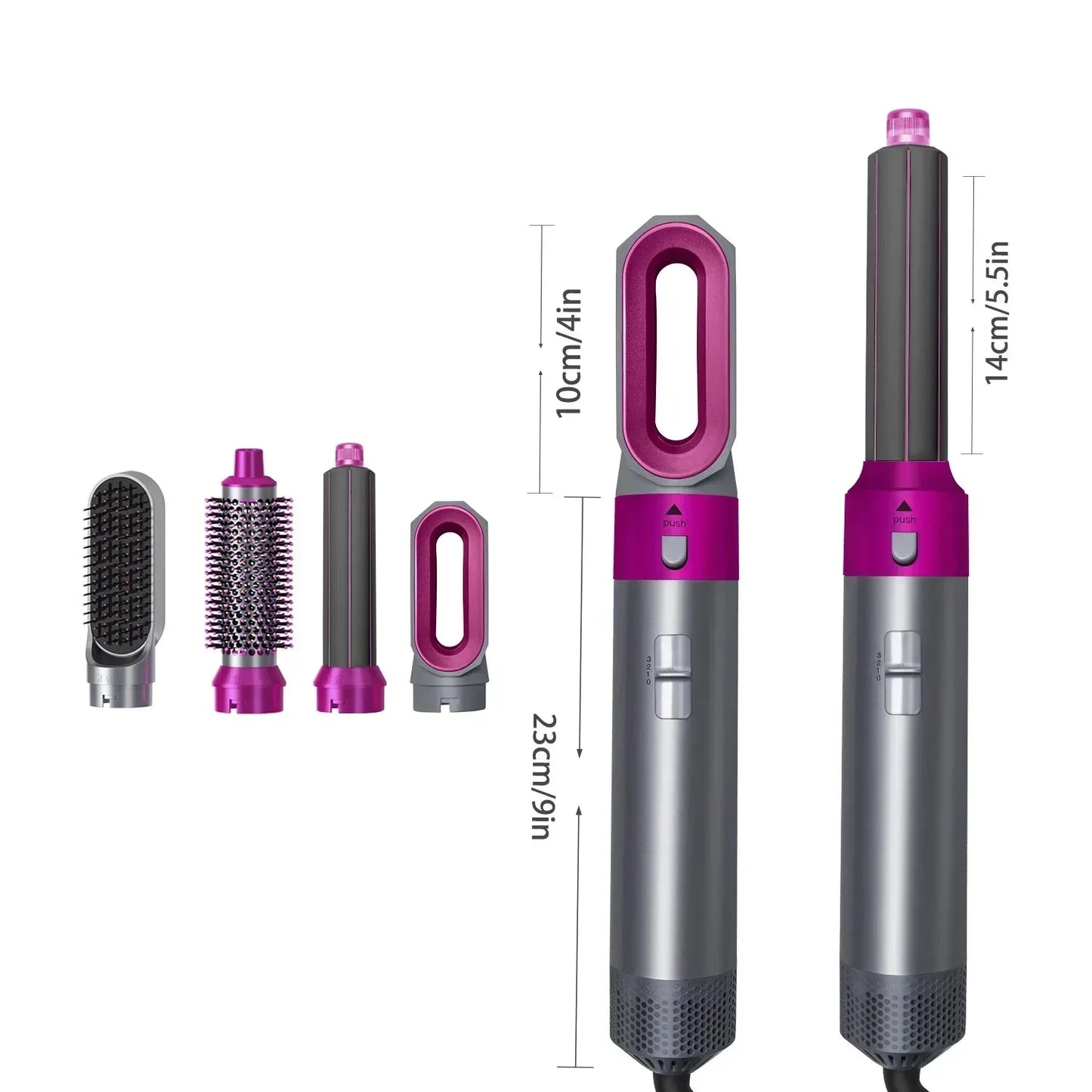 Multi Functional 5-in-1 Electric Hair Brush Airwraps Hair Dryer Brush Hot Air Comb Straight Hair Brush Curling Iron