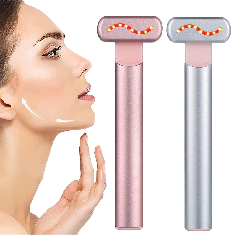 EMS Microcurrent Face Lifting Device – Red Light Facial Wand for Skin Tightening & Anti-Aging