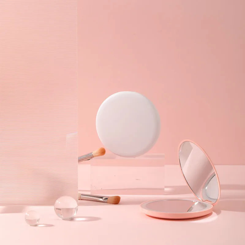 Personalized LED Light Cosmetic Folding Pocket Mirror – Compact & Luminous Makeup Mirror for Women