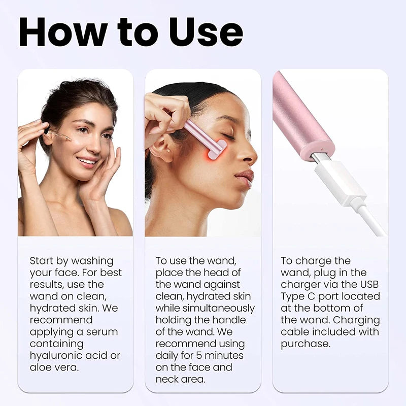 EMS Microcurrent Face Lifting Device – Red Light Facial Wand for Skin Tightening & Anti-Aging
