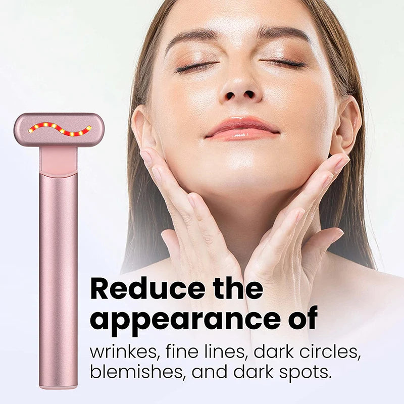 EMS Microcurrent Face Lifting Device – Red Light Facial Wand for Skin Tightening & Anti-Aging