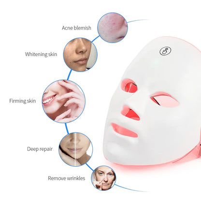 7 Color Rechargeable LED Facial Mask – Skin Rejuvenation and Anti-Aging Therapy